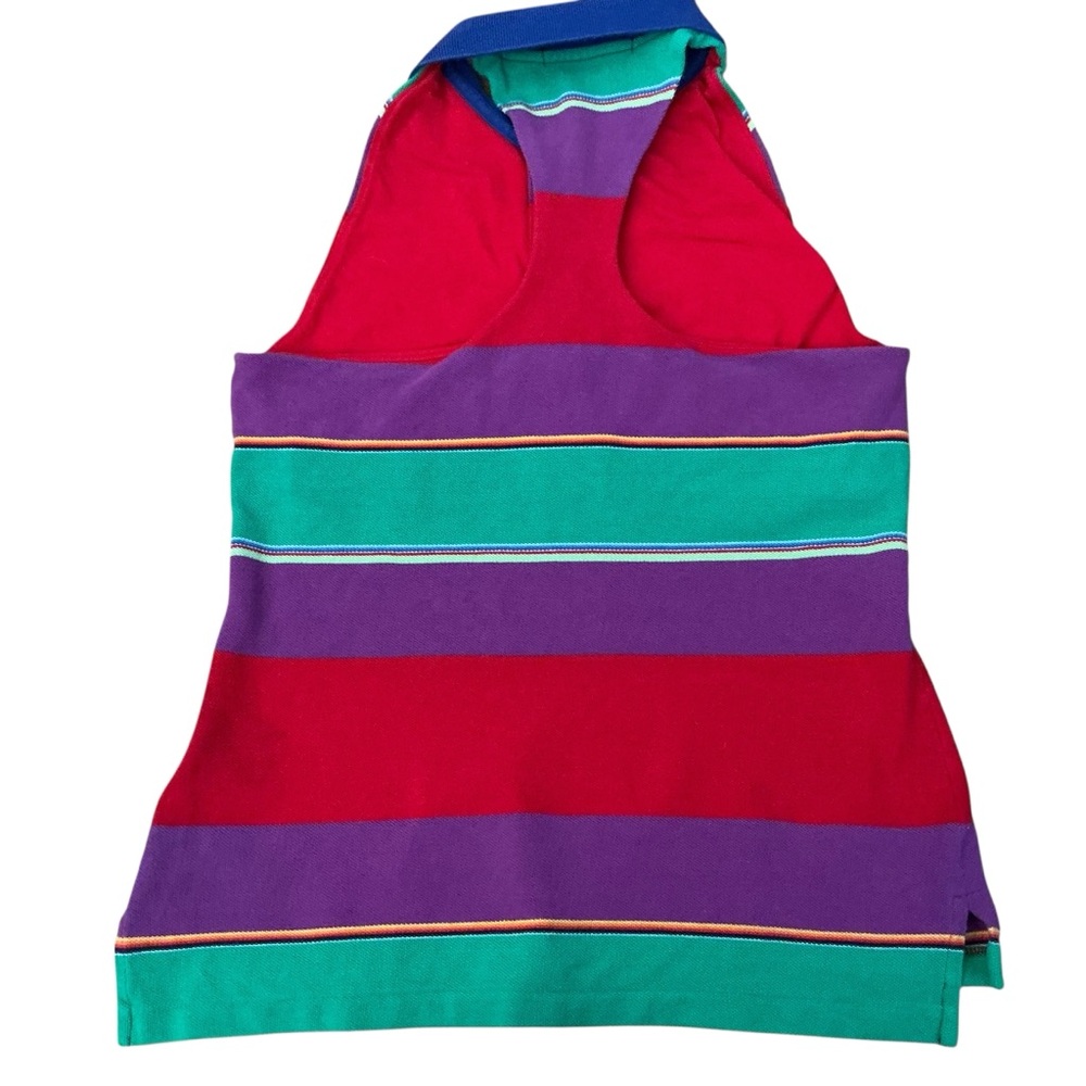 Y2K Ralph Lauren polo shirt women’s M red,green,purple,red striped golf shirt - Picture 2 of 8